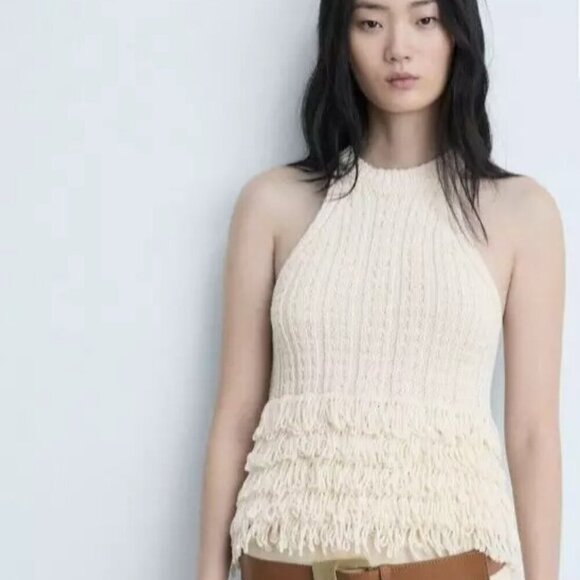 MNG Mango Women's Size Large Halter Neck Knitted Top Sweater - Picture 1 of 6